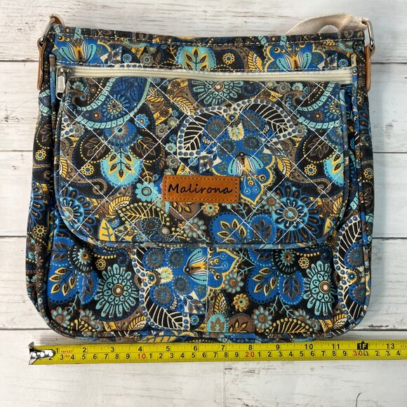 Malirona Canvas Floral Handbag Multi Pockets Women's High Quality Tote Blue - Picture 14 of 16